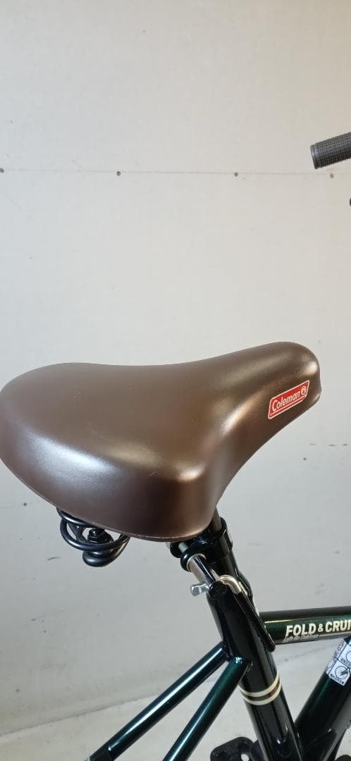 折りたたみ自転車 ダークグリーン 茶色サドル