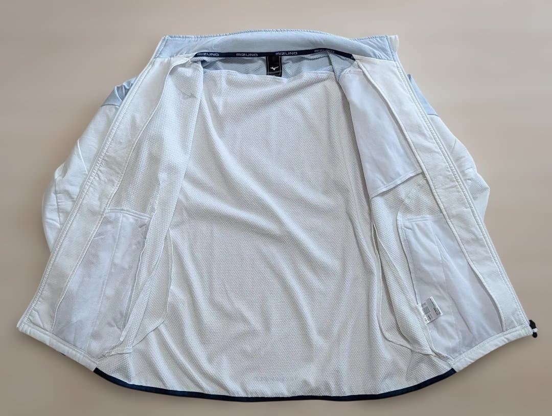 【美品】ミズノ テックシールドジャケット 防風 ストレッチ ホワイト Mサイズ