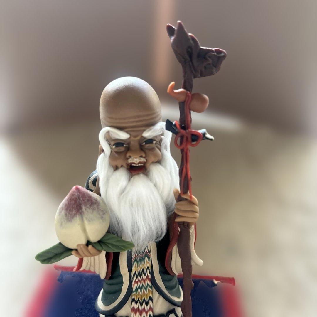 【縁起物】長生大帝（寿老人）置物 武間剛朝 作 現代工芸 招福 長寿の神様