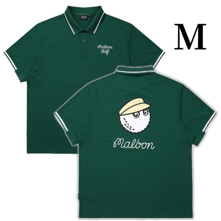 マルボンゴルフ ポロシャツ malbon golf メンズ 半袖 シャツ 緑色M