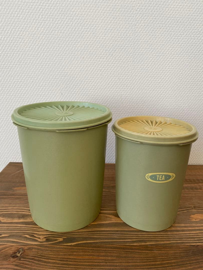 Vintage Tupperwareオリーブグリーン保存容器4個セット