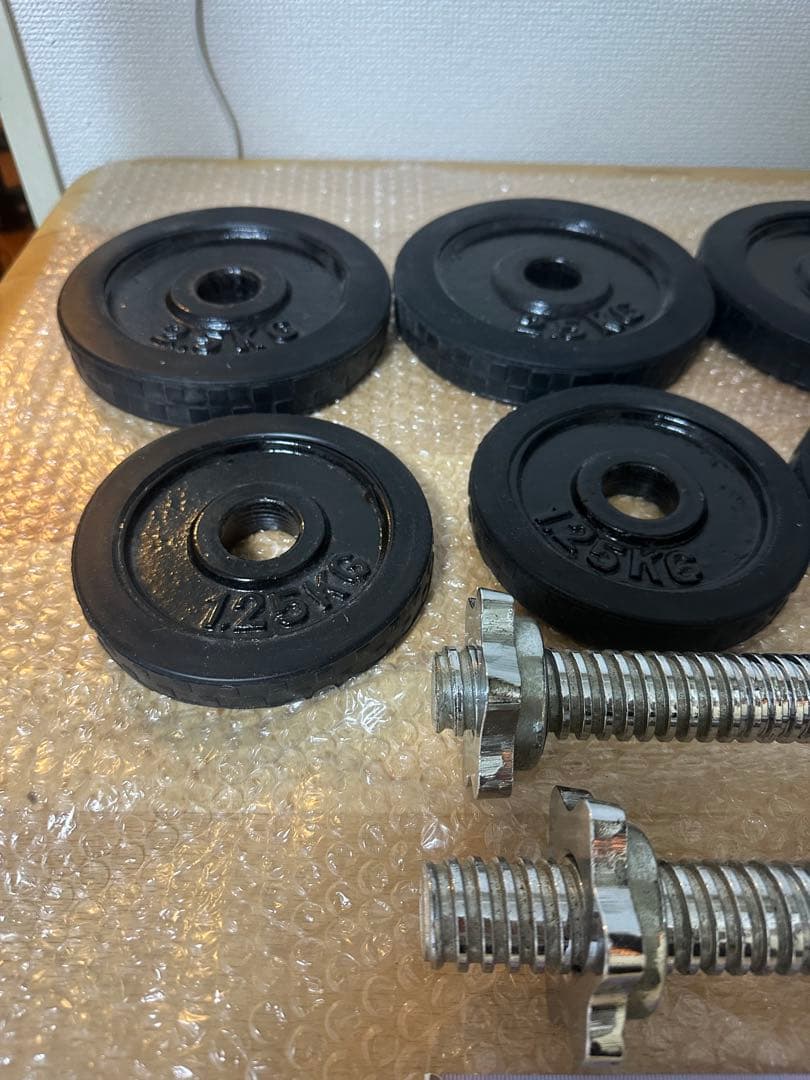 早い者勝ち　約20kg ラバー付きダンベルセット　シャフト付き