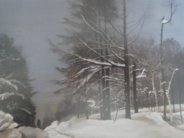 稗田一穂、【雪林】、希少な大判額装用画集より、美品、日本人画家、新品額装付