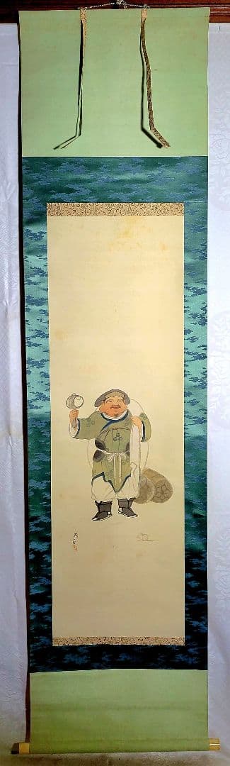 掛け軸　大黒天図　作家銘有　合わせ箱　書画、骨董品、美術品