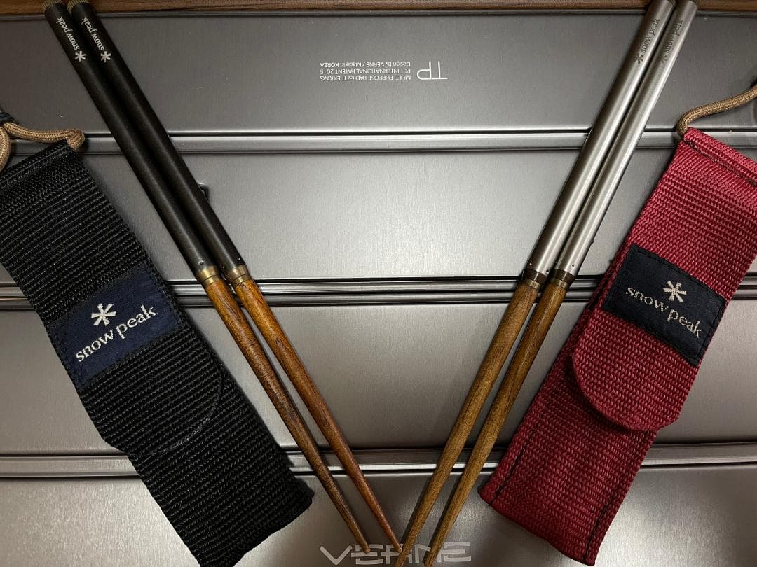漆黒＆白銀、幸運の夫婦（めおと）箸！スノーピーク 旧・和武器（丸形） ブラック