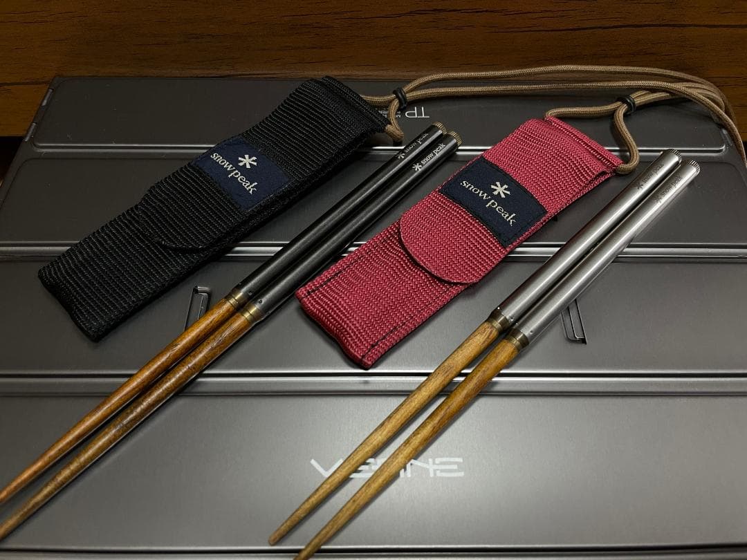 漆黒＆白銀、幸運の夫婦（めおと）箸！スノーピーク 旧・和武器（丸形） ブラック