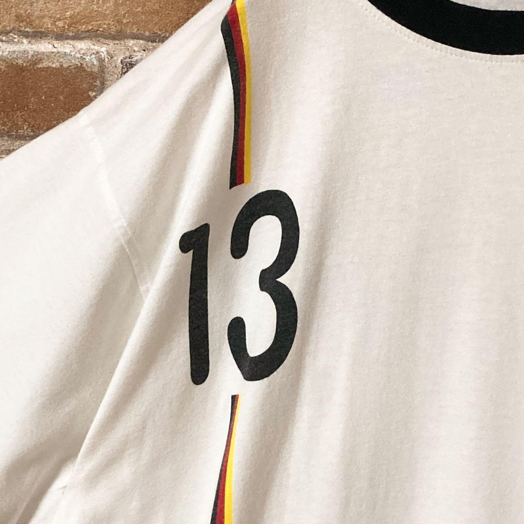 《人気》サッカー　ドイツ代表　リンガーネックtシャツ tシャツ　白　L