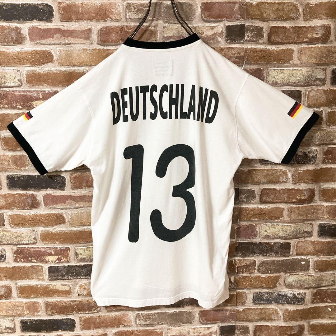 《人気》サッカー　ドイツ代表　リンガーネックtシャツ tシャツ　白　L