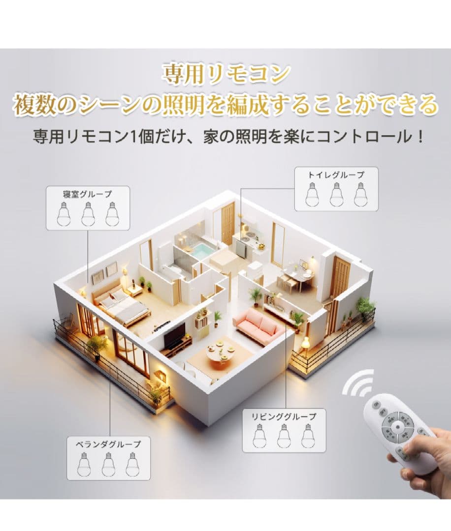 DiCUNO LED電球E17 500lm 調光調色リモコン付き4個入 2セット