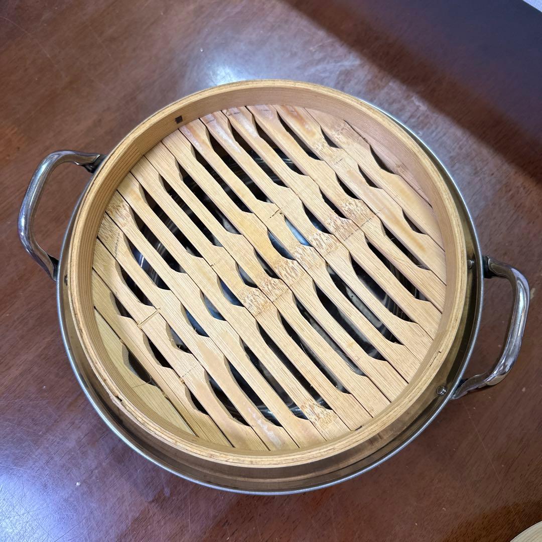 照宝　竹製2段式蒸し器 蓋付き