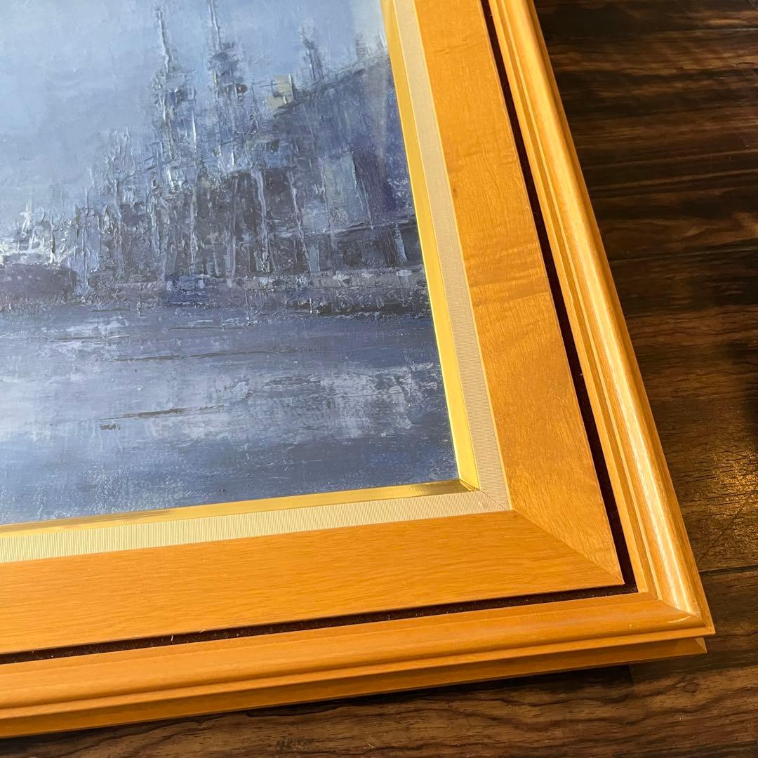 加来徹次郎「港」油彩 額装 油絵 油画 絵画 E