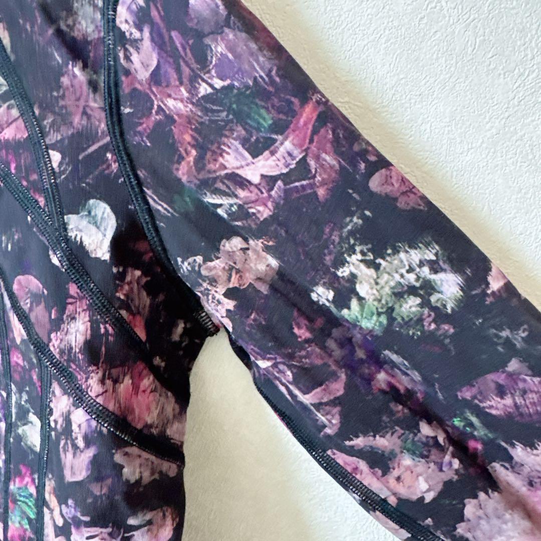 美品✨lululemon ルルレモン 花柄 黒 紫 花 ジャケット 海外古着