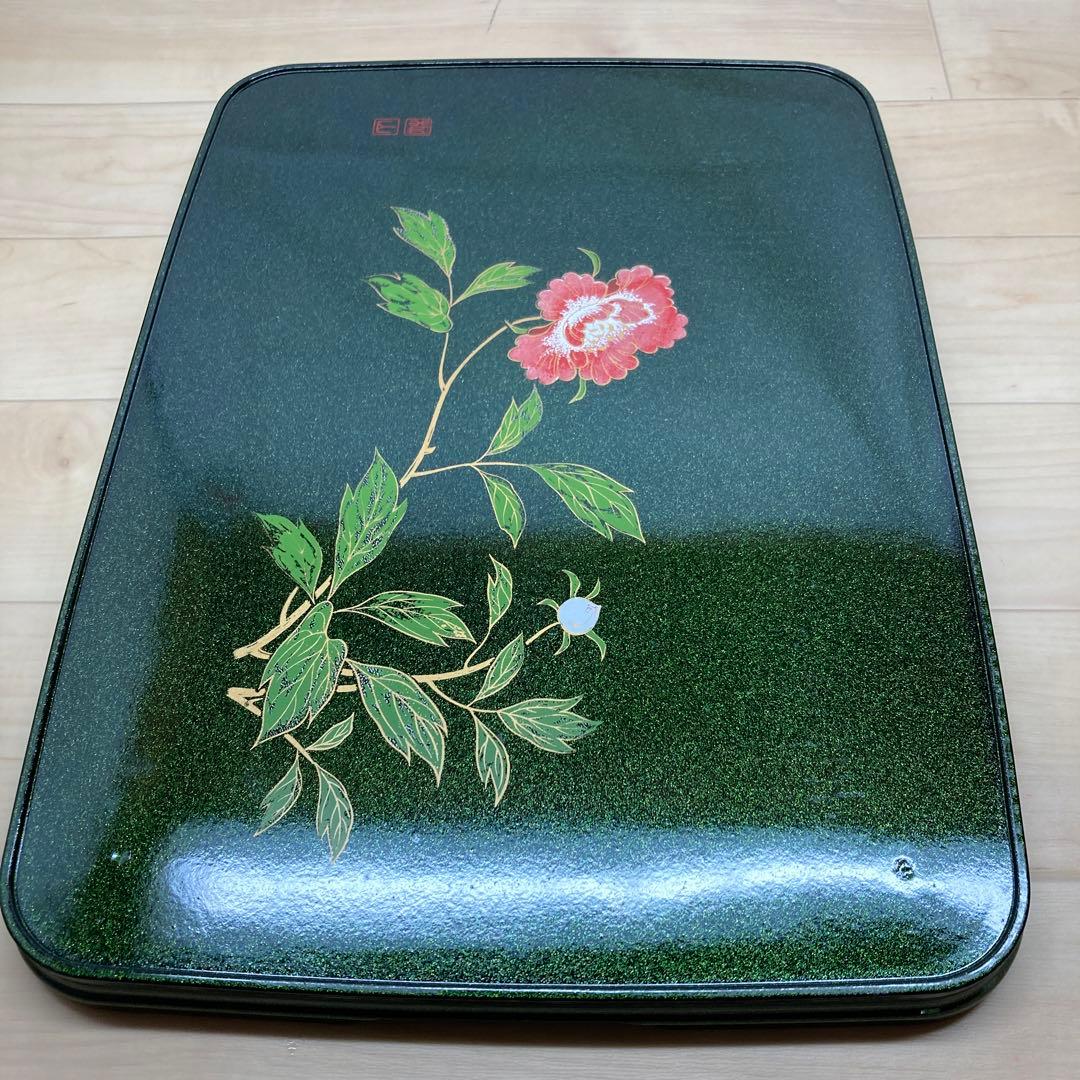 【未使用品】ポットワゴン　茶台　金彩蒔絵花文　美術漆器　アンティーク　06255
