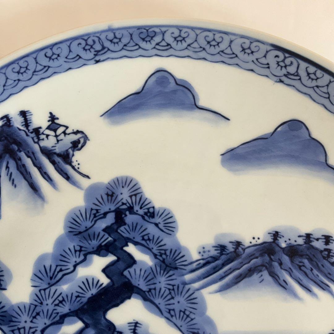 古伊万里　染付山水文皿