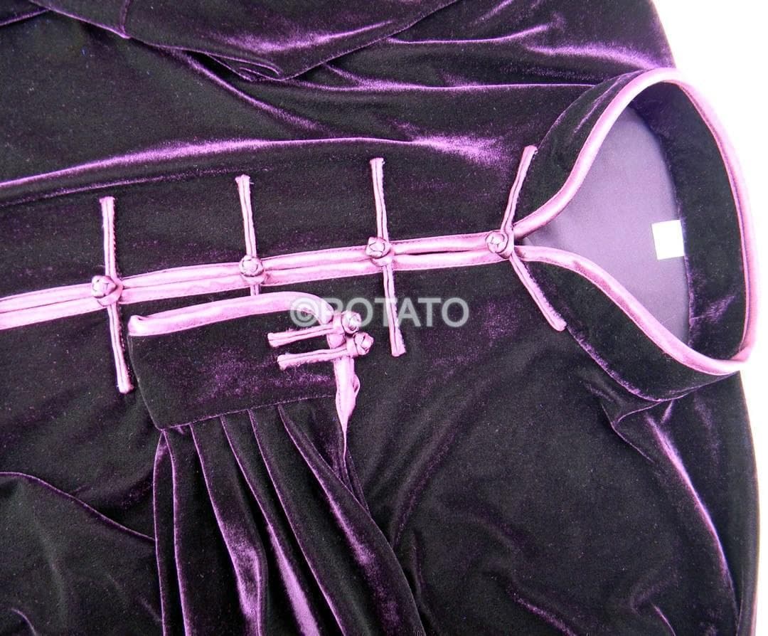 太極拳 ベロア調 太極服 上下 L サイズ 男女両用 葡萄紫【新品】