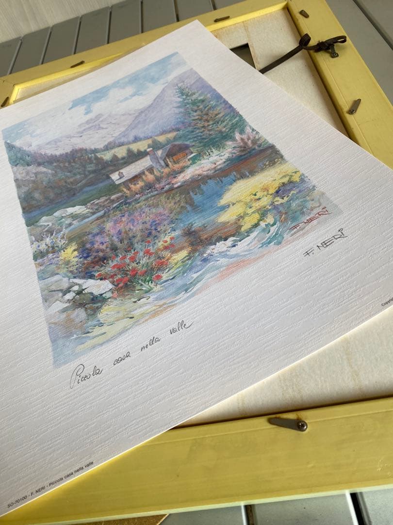 F. NERI 水彩画 Grazia della Folla 風景画　額縁