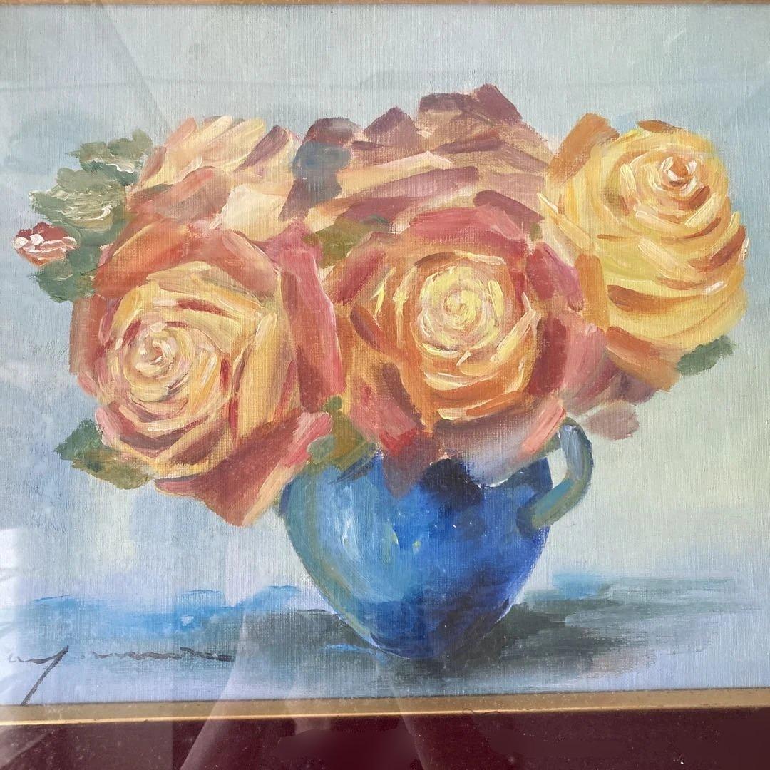バラの花束 油彩画 K. Y.