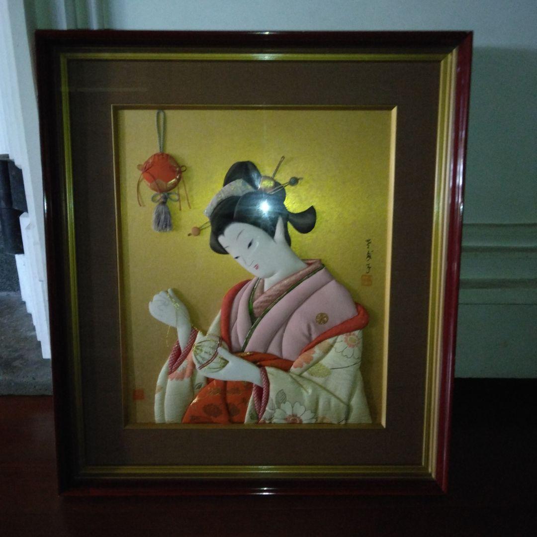 押し絵　美人画　額装
