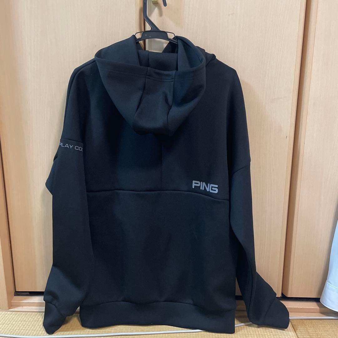 PING フード付き ブラック パーカー