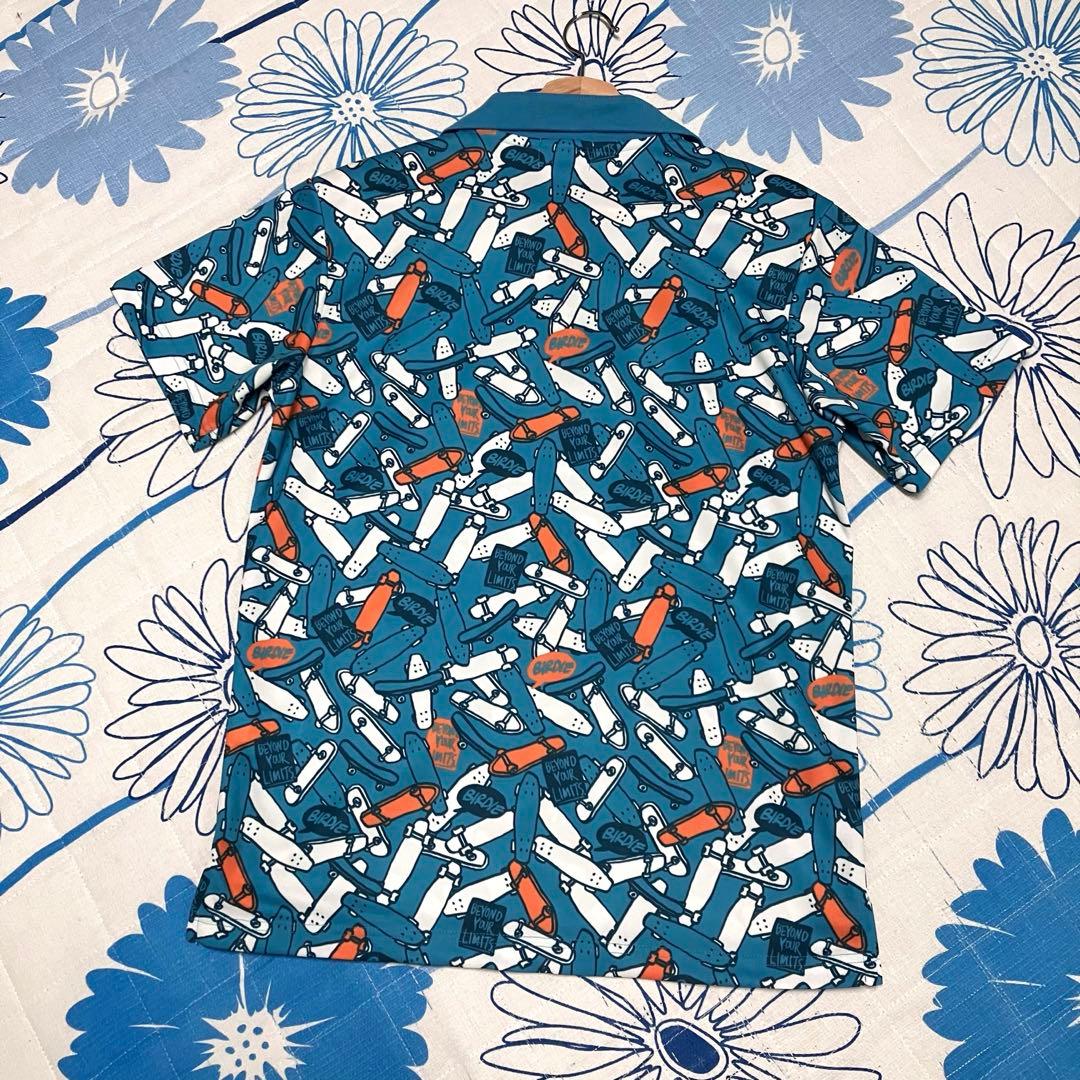 【希少】新品　ジャックバニー 総柄 スケボー　ブルー　ポロシャツ