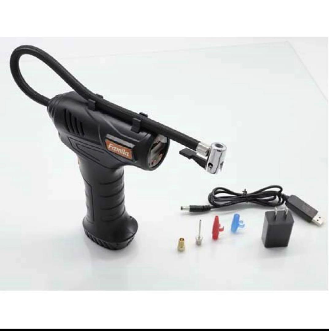 空気圧計充電式コードレス電動エアーコンプレッサー ACアダプター付き 04186