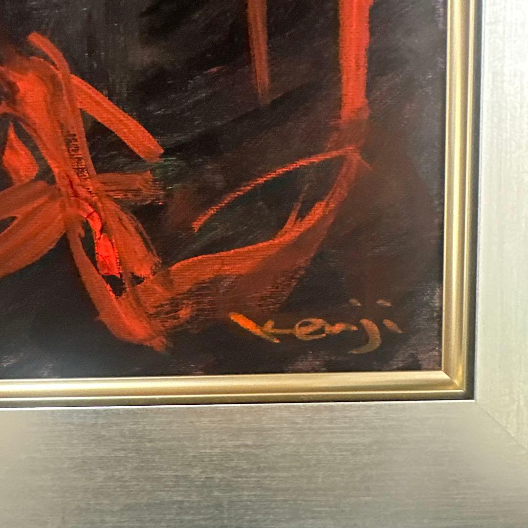 抽象画　肉筆油彩画 絵画　ア-ト　RED インテリア　額縁