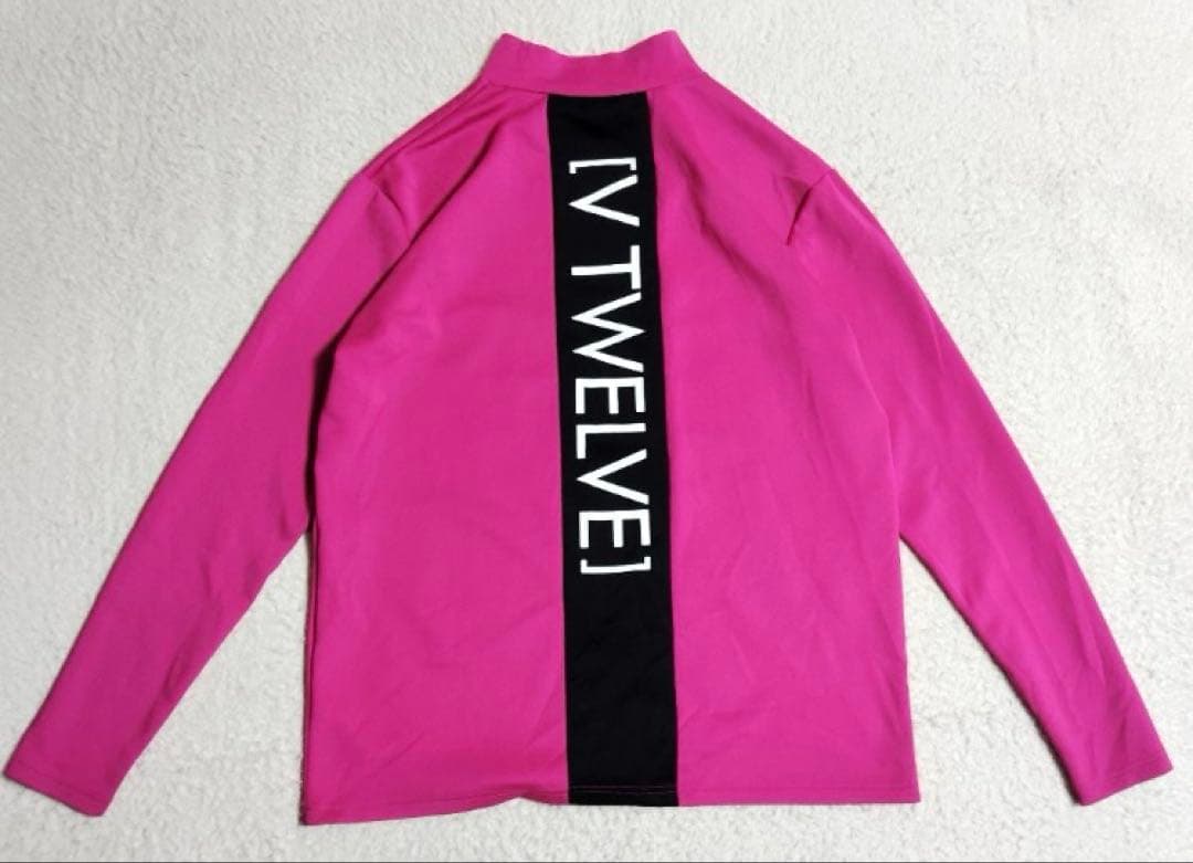 【美品】V12 V TWELVE　ピンク　モックネックシャツ 長袖　XLサイズ