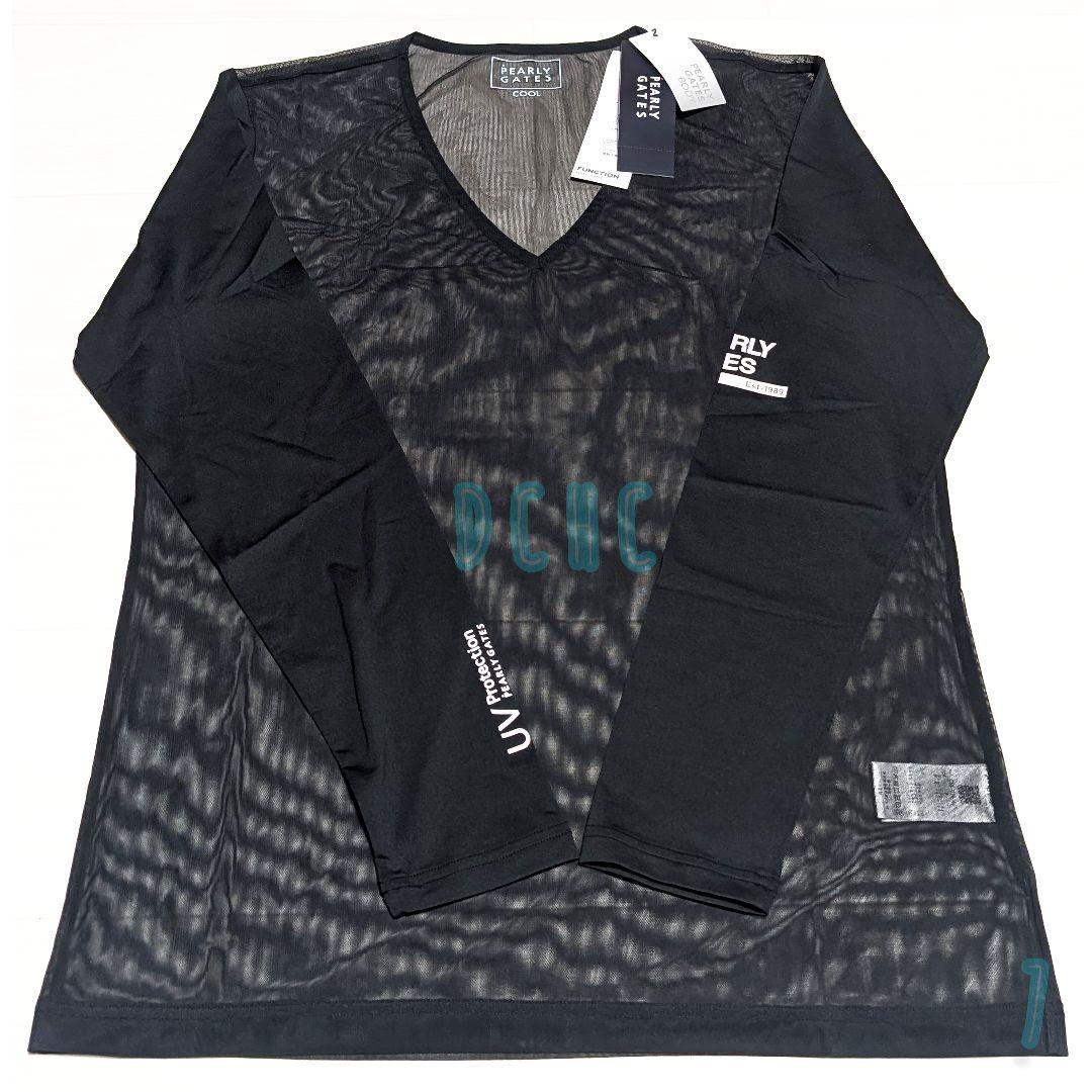 新品 【サイズ７(２ＸＬ)】【ブラック】パーリーゲイツ　長袖　Vネックシャツ