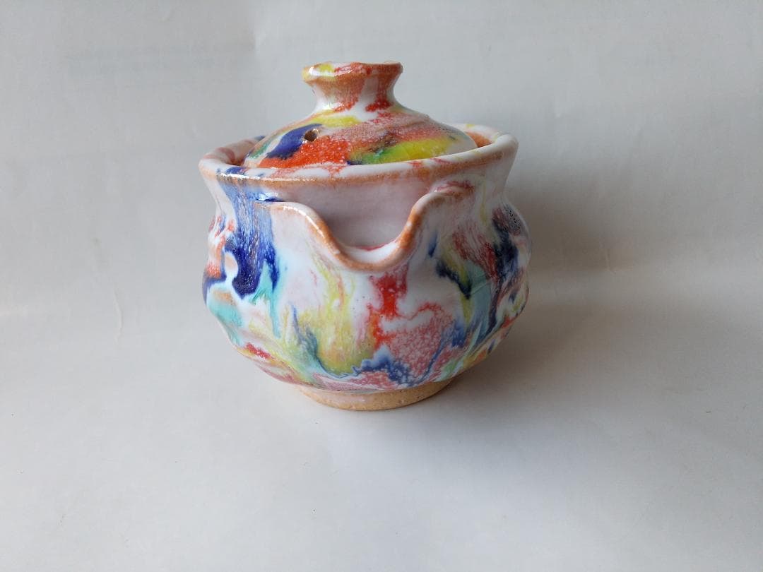 希少品 現代アート 萩碗 宝瓶 関大安 作 共箱 煎茶道具 玉露 かぶせ茶 新品