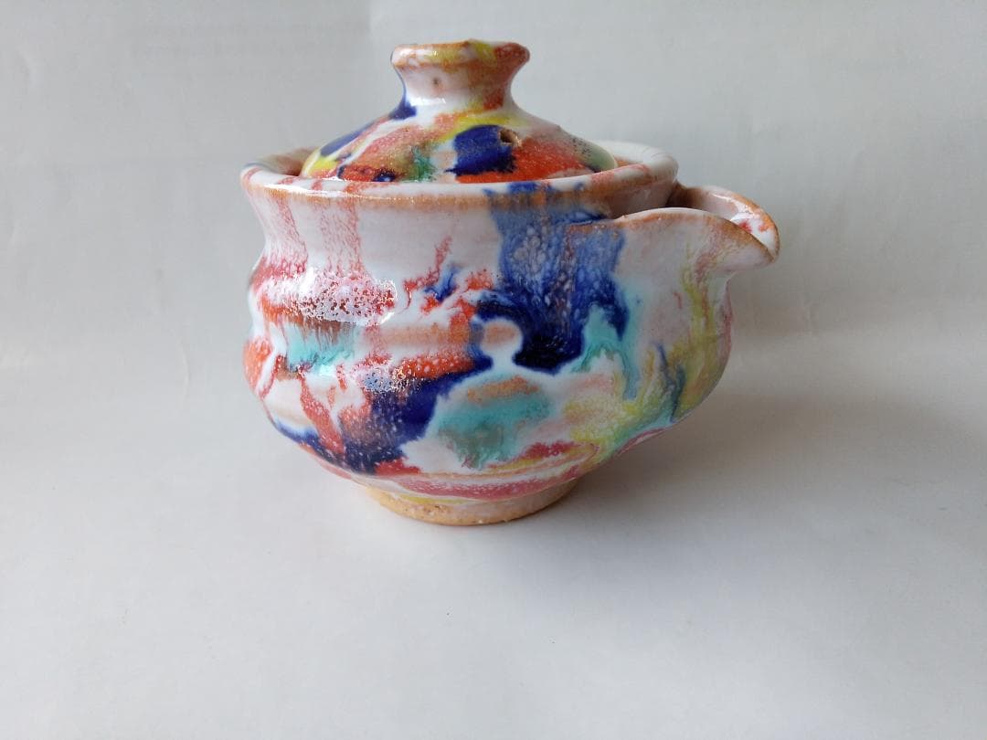 希少品 現代アート 萩碗 宝瓶 関大安 作 共箱 煎茶道具 玉露 かぶせ茶 新品