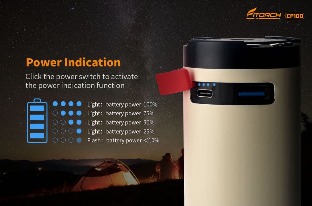 Fitorch CP100 伸縮LEDランタン 8000mAh 防災 USB-C
