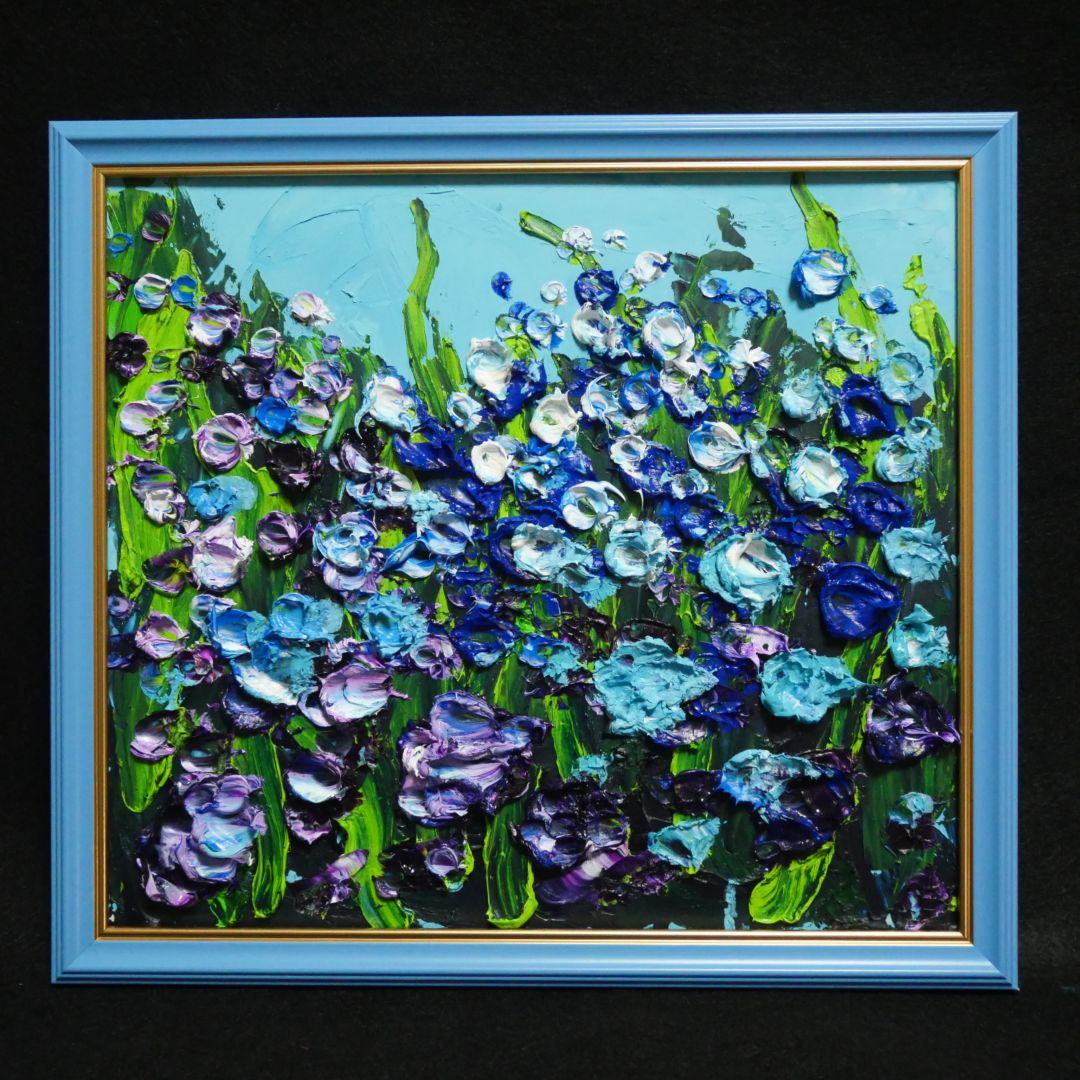 油絵 油彩 油彩画 絵 絵画 【blue flower field】