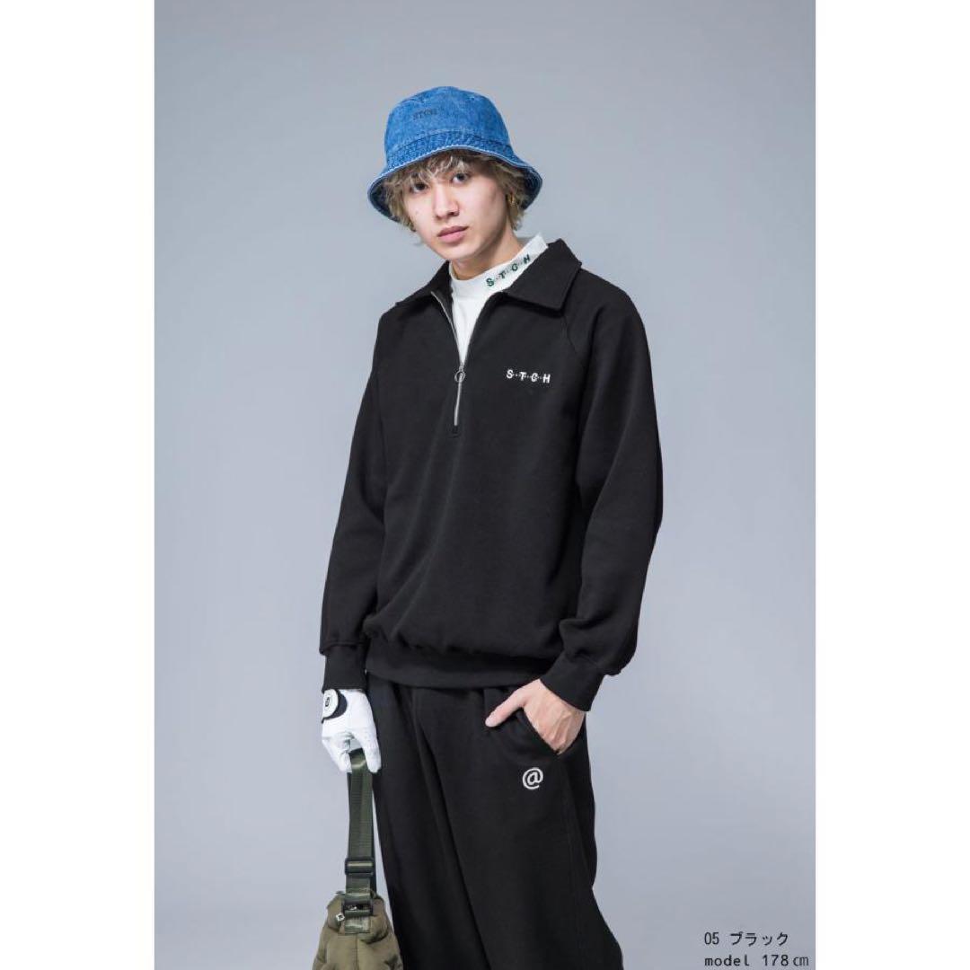 定価¥15,000＊antiqua ゴルフ STCH＊ハーフジップトップス 黒