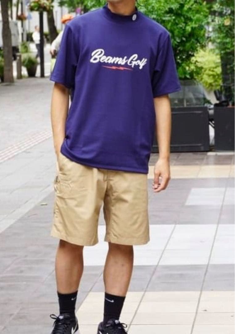ELECTRIC GOLF×BEAMS GOLF モックネックシャツ　ネイビー