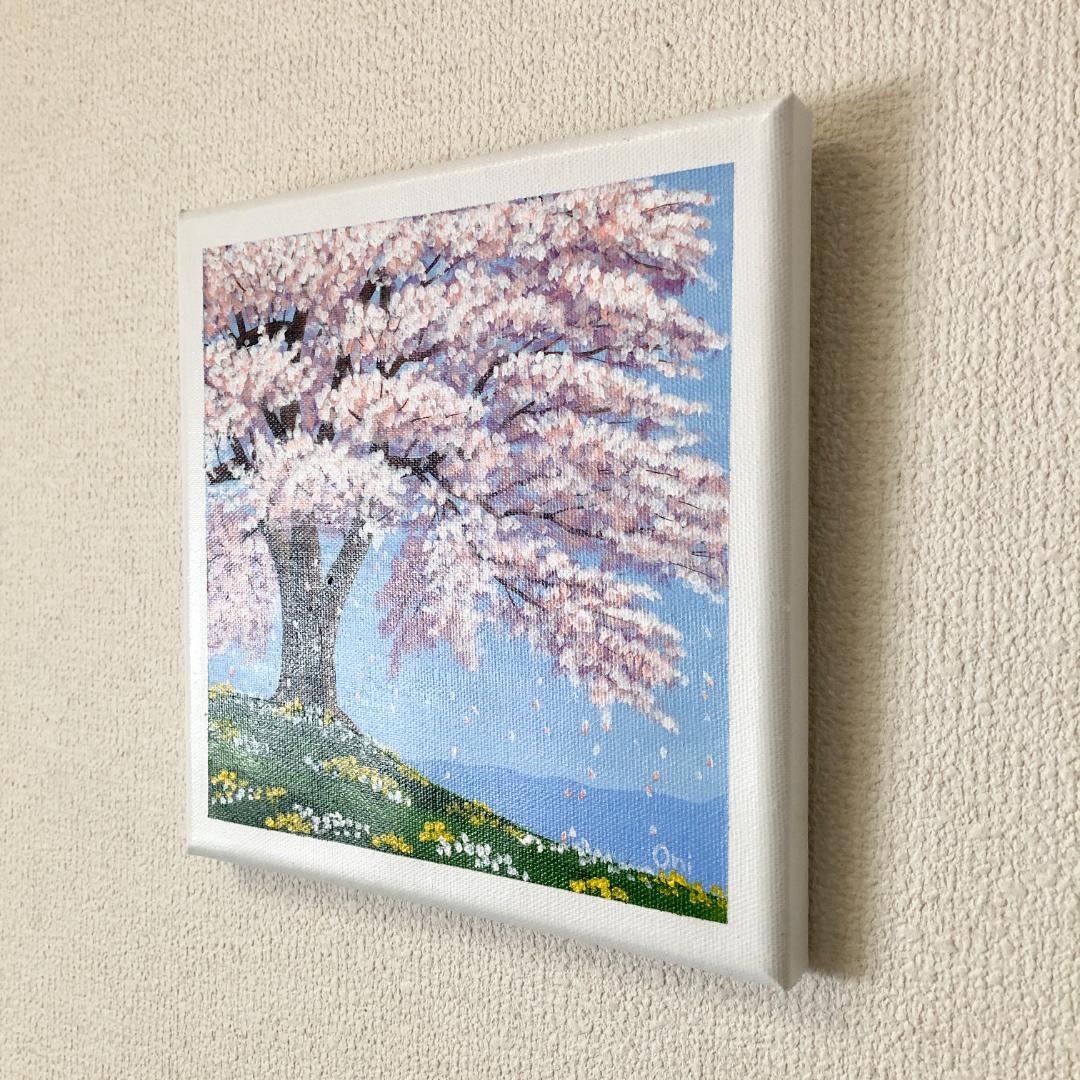 アクリル画　原画　「桜の咲く丘」　SSMサイズ　キャンバス