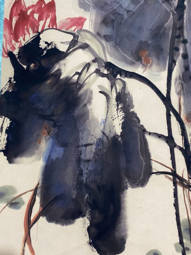 齐白石 荷花翠鸟 中国画 掛け軸 水墨画 和室 玄関 茶室 壁掛け 美術品
