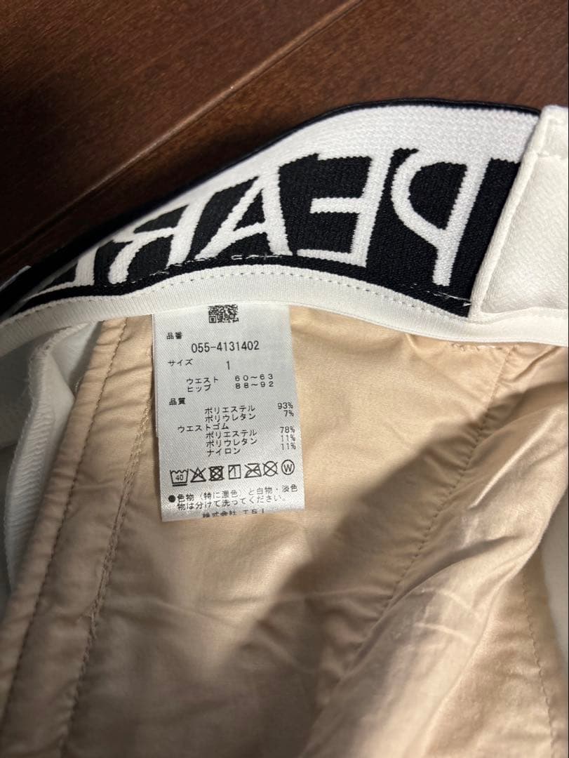 パーリーゲイツ Ny/Ｐu格子柄ドビー白×黒 長パンツサイズ1