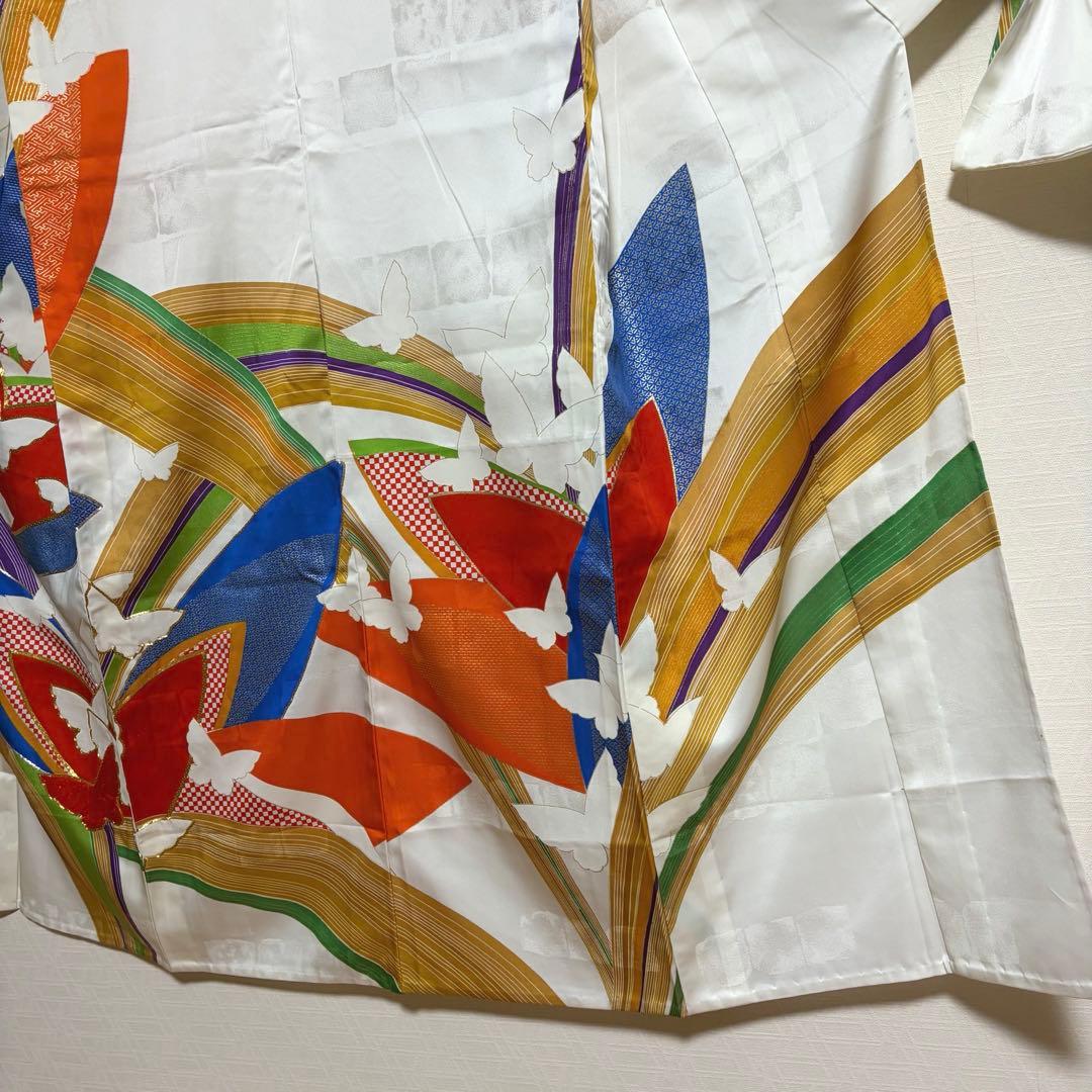 【舞台衣装】 。振袖 蝶々文様 金銀駒刺繍入り 単衣 広衿 身丈約158.5cm