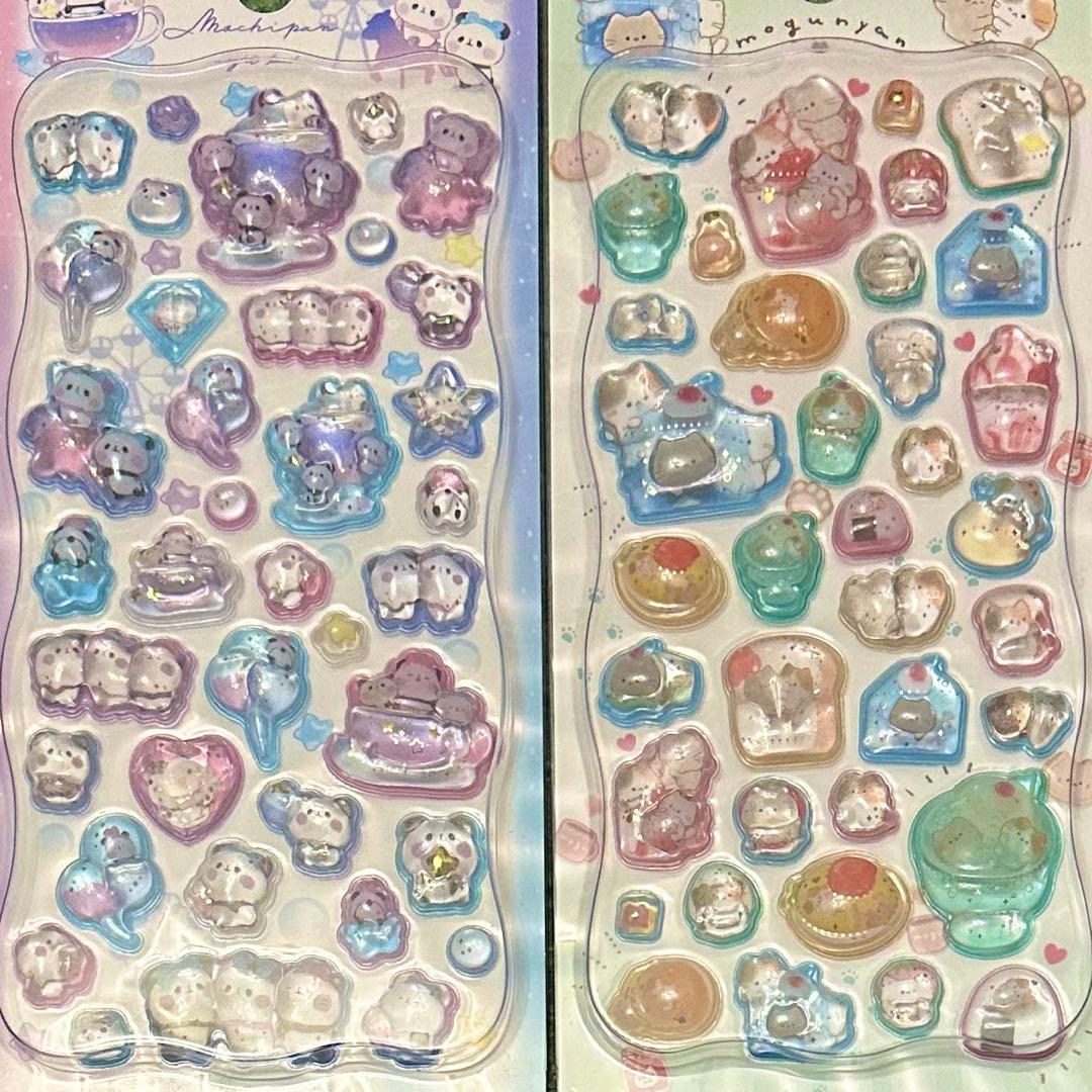 【12枚セット】SHANLE製立体ぷっくりシールまとめ売り硬いタイプうるちゅる系