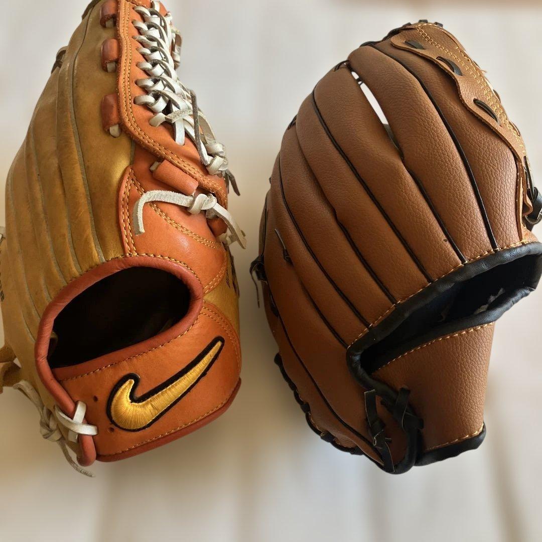 Nike 軟式グローブ オレンジとブラウン