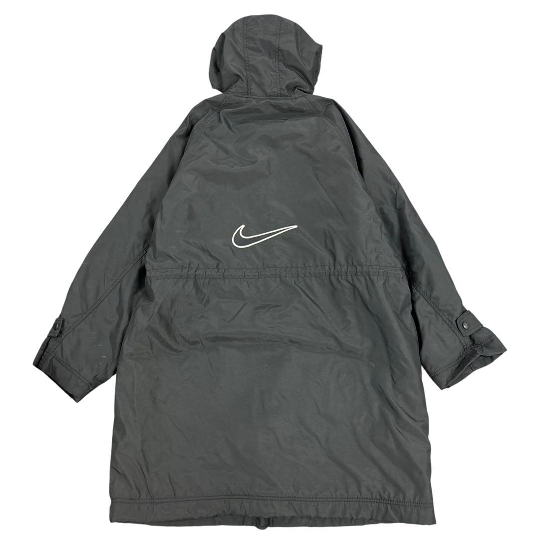 7W9 90's NIKE ベンチコート　ジャケット裏ボア　黒　スポーツ系　古着