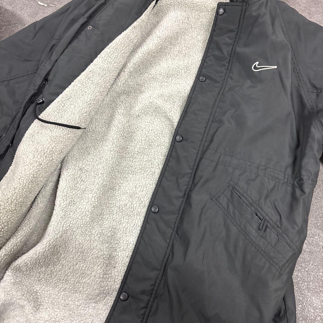 7W9 90's NIKE ベンチコート　ジャケット裏ボア　黒　スポーツ系　古着