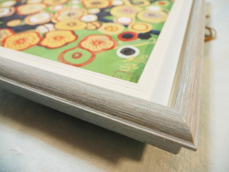 風景画　油絵　片岡球子　F6号　梅　額付き　手描き　肉筆