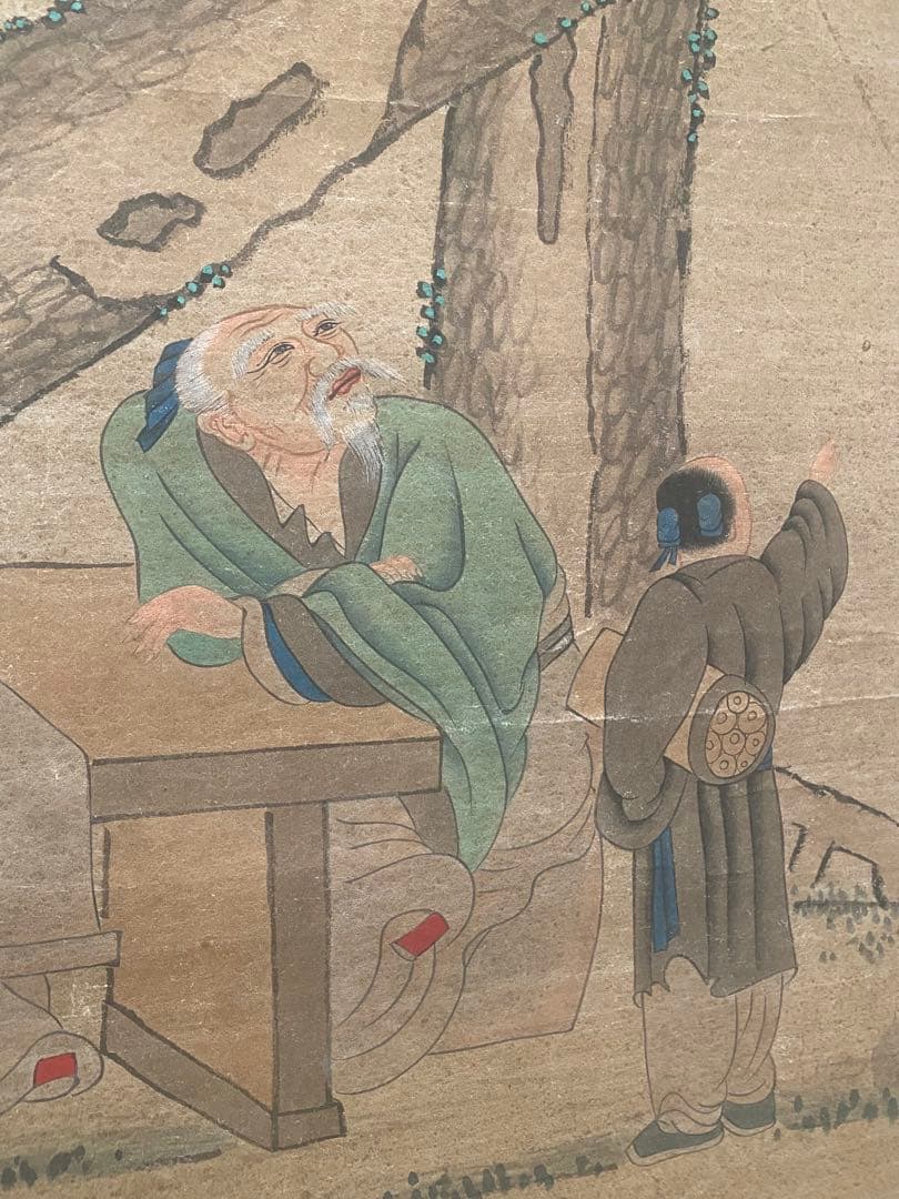 中国画　宋時代　楼観筆　人物図　大幅　骨董品　掛軸　美術品　紙本　肉筆　茶掛