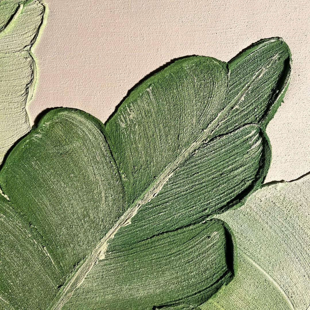 ★秀作★ 手書き油絵 リーフ 額付 肉筆絵画 インテリア 油彩画