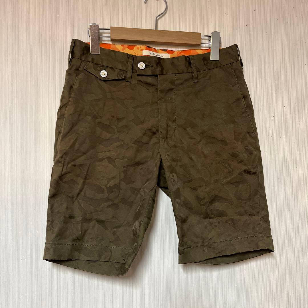 マークアンドロナ ショートパンツ サイズS カーキ 迷彩 スカル ゴルフ