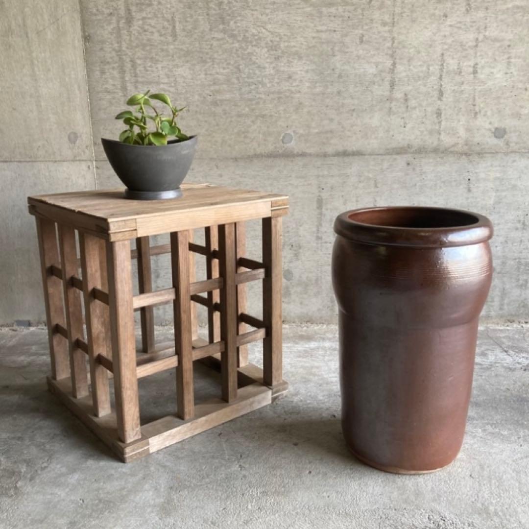 甕 壺 水瓶 花器 花瓶 傘立て 置物 和風 茶色 大型 縦長 陶器 レトロ