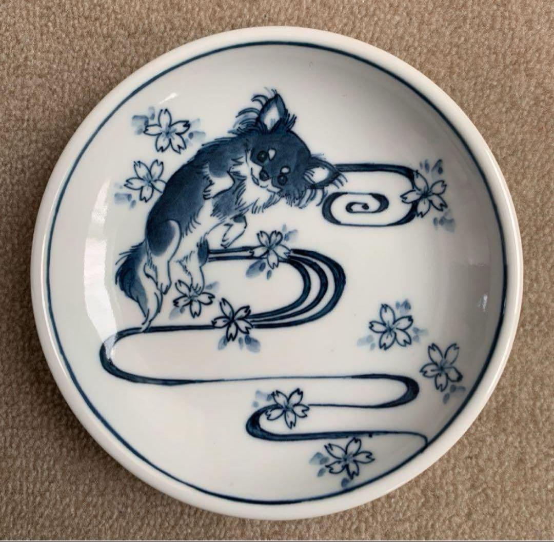作家作品＊チワワ飾り小皿＊箸置き2個＊3点セット＊ 陶器