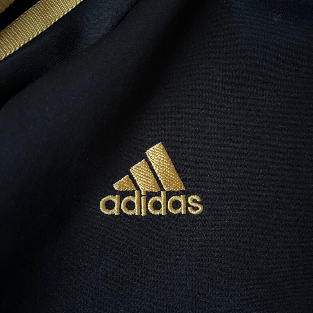 adidas アディダス L ジャージ上下 セットアップ 黒ブラック 金ゴールド