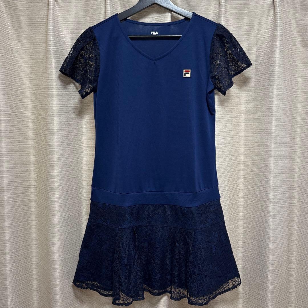 美品★フィラ　テニス　ワンピース　レース　ネイビー　サイズL